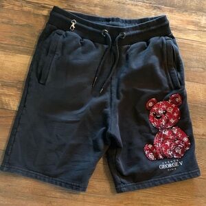 Avenue George V Paris Teddy Bear Cotton Shorts Drawstring Rhinestones S